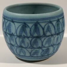 J.T. Abernathy Signed Blue Glazed Ceramic Pot, Mid-Century Modern  circa 1960s picture