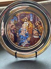 St. Pauls 1981 The Magi christmas plate Pewter stained glass Plate. RARE picture