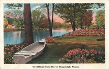 Greetings from North Shapleigh ME Maine Row Boat 1930 Postcard B543 picture