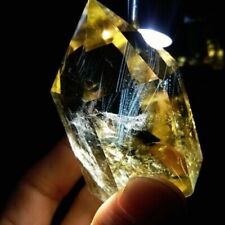 149.9g Rare Citrine angel feather quartz crystal single point tower healing D588 picture