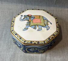 VTG Wedgwood  Blue Elephant  Bone China England Lidded Trinket Box Jewelry 1992  picture