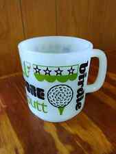 Vintage Retro MCM Milk Glass Golf Theme Coffee Mug picture