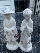 Oriental Style Ceramic Salt And Pepper Shakers 5” Tall picture