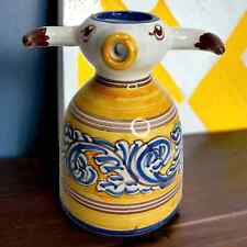 Vintage Spanish Talavera Style Hand Painted Art Pottery Bull Creamer Folk Art 4