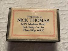 c1920’s Celluloid Match Box Advertising NICK THOMAS,MADISON RD. CINCINNATI OH picture