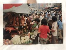Hong Kong Unused postcard:   Market existing in open street Kowloon. Vintage picture