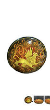 Vintage Russian Fedoskino Lacquer Brooch, Hand Painted Round picture