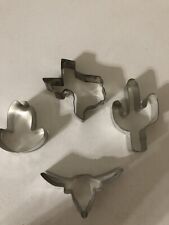 (4) Vintage Metal TEXAS-Theme Western Cookie Cutters          H picture