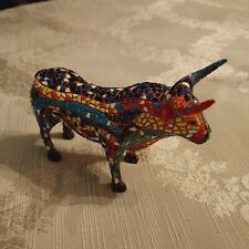 Vintage Spain Spanish Toros Barcinos Mosaic Bull Figurine Sculpture Multicolor picture