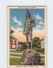 Postcard Massasoit Statue Plymouth Massachusetts USA picture