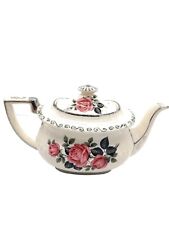 Georgian Gibson Teapot Vintage Porcelain Made In England Pink Roses Silver Trim picture
