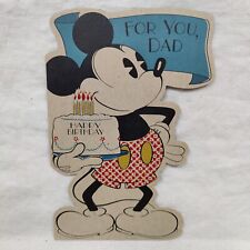 1930's Walt Disney Mickey Mouse Dad's Birthday Die-cut Card 8x6