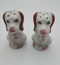Vintage Kitschy Porcelain Dog Salt And Pepper Shakers Japan picture