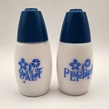 Vintage Westinghouse Milk Glass Salt & Pepper Shakers Blue Cornflower Corning picture