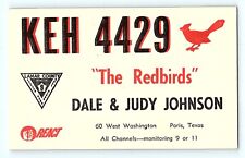 CB Radio QSL Card KEH-4429 The Redbirds Dal Judy Johnson Paris Texas Postcard F1 picture