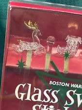 Glass Swizzle Stick Set of 6 2001 Boston Warehouse Christmas Cocktails, Barware picture