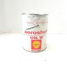VINTAGE AEROSHELL OIL W SAE 30 QUART SHELL OIL CAN FULL PRE OWNED CREASE ON TOP picture