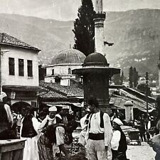 Antique 1910s Traditional Merchants Sarajevo Bosnia Stereoview Photo Card P3693 picture
