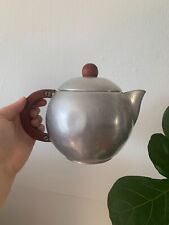 Vintage Retro Mid Century Mirro Aluminum Teapot with Red Wood Handles picture