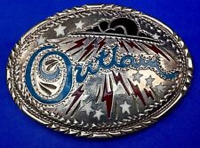 OUTLAW Vintage Turquoise coral Colored Enamel Inlay Belt Buckle by SSI picture