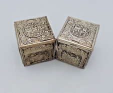 VTG Judaica Magnificent Pair of Silver plate Tefillin Cases BEZALEL MOSHE MURRO picture