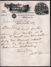 Richmond Va c1890 - Lumber - Pine - Ellington & Guy - History Rare Letter Head picture