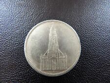Germany 1934 F Church with Date 5 Reichsmark mark silver Coin with swastika M3 picture
