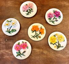 Lot Of 6 Vintage FRANKLIN MINT Limited Edition FINE BISQUE Porcelain ROSE PLATES picture