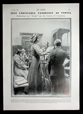 1908 Newspaper Illustration, Suffragette Christabel Parkhurst, Bow Street Court picture