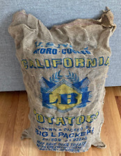 Vintage  LBI BIG L PACKERS Edison California Burlap Potato Sack 100lb Bag picture