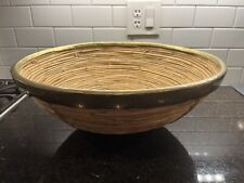 MCM Gabriella Crespi Style Pencil Reed Rattan Basket Bowl Brass Trim Italy picture