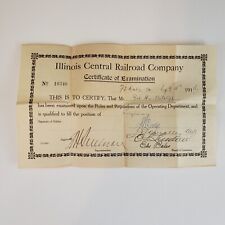 1914 Illinois Central Railroad Company Certificate of Examination for Engineer  picture