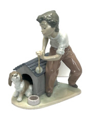 Lladro Come Out and Play Figurine 5797 Boy Playing Fetch with Puppy Dog Mint picture