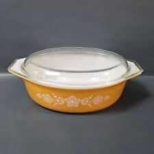 Vintage Pyrex Butterfly Gold Oval Casserole with Lid 045 2.5 Qt picture