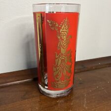 Vintage Culver MCM Asian Thai Siam Red GlassTumblers 5 1/2” Tall Nice picture