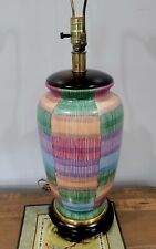 Vintage Colorful Geometric Ceramic and Wood Table Lamp by Frederick Cooper picture