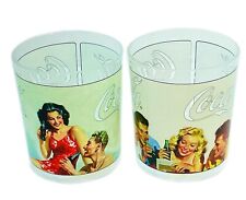 Lot Of 2 Vintage Coca Cola Advertising Glasses Chic Retro Glamour 1920s picture