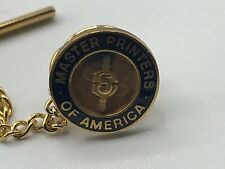 Vintage Master Printers Of America 5 Year Service Pin Tie Tac Lapel W/Chain B6 picture