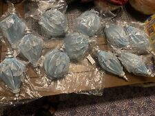 Rare Vintage Blue Fantasy Style Satin ornaments, Christmas ornaments  Set Of  12 picture