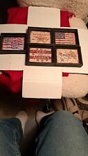 lot of 5 small pictures Americana Red White Blue Wall Decor 4 3/4 in by 3 3/4 picture