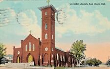 Vintage Postcard  CHURCHES  CATHOLIC CHURCH, SAN DIEGO, CA  POSTED 1922 picture