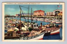 San Francisco CA-California, Fisherman's Fleet, Antique Vintage Postcard picture