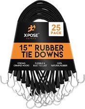 Rubber Bungee Cords with Hooks 25 Pack 15 Inch (23” Max Stretch) Heavy-DutyBlack picture