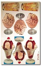 Vintage Lemonade Sundaes Ice Cream Signs Display Die-Cut Poster Images 1956 picture