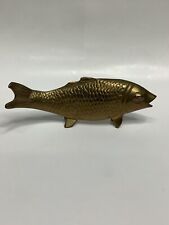 Vintage Solid Brass Koi Fish Figurine Heavy Paperweight Home Decor Rare 8.5”L picture