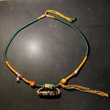 Rare Energy Tibetan old Agate Zakiram Totem dZI Bead Amulet pendant13*47mmC2013 picture