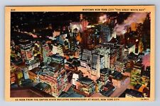 VINTAGE MIDTOWN  NEW YORK CITY THE GREAT WHITE WAY CITY VIEW POSTCARD CM picture