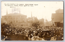 1911 40,000 People Cheer President Taft Battle Creek MI RPPC Photo Postcard picture