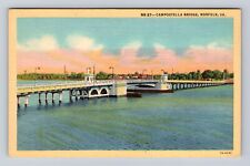 Norfolk VA-Virginia, Campostella Bridge, Antique, Vintage Souvenir Postcard picture