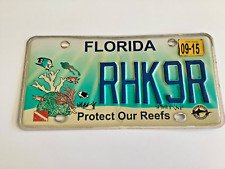 Vintage Expired Florida PROTECT OUR REEFS License Plate - Coral Fish Diver RHK9R picture